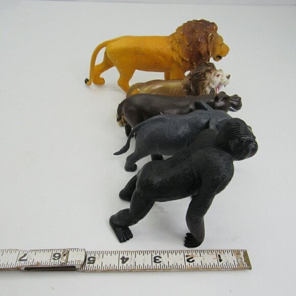 Jungle Safari Animals PVC Plastic Figures Gorilla Lion Hippo Elephant Vintage - Picture 3 of 9
